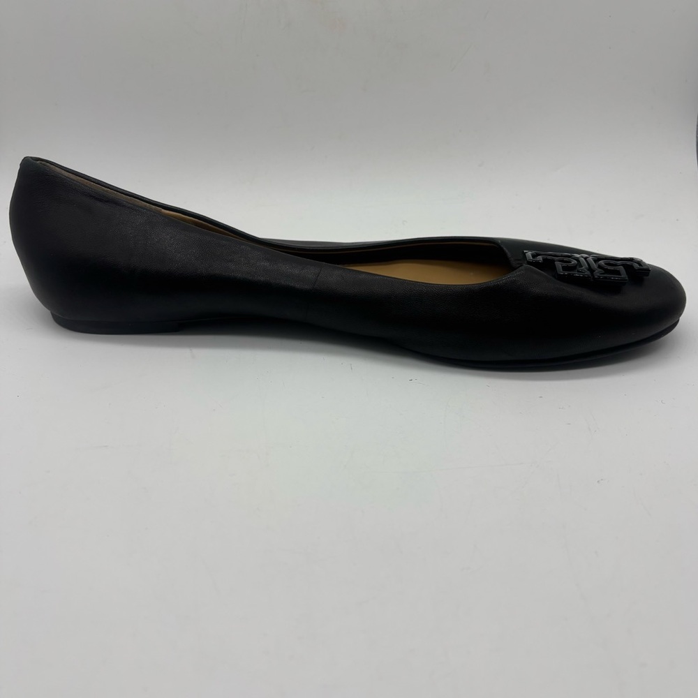 Tory Burch Lowell 2 Leather Ballet Flats Womens Size 10 Black Logo Rubber Sole